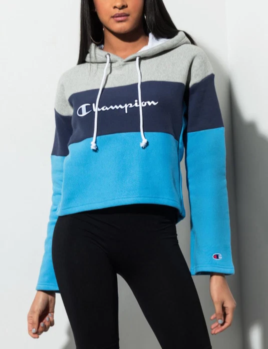 Champion Reverse Weave Color Block Cropped Hoodie. Size Small.