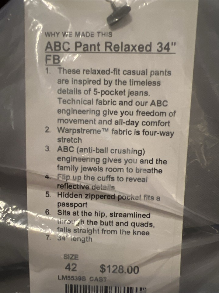 Lululemon Men’s ABC Relaxed Fit Pants Size 42 X 34” eBay