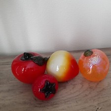 VTG Murano Style Hand Blown Art Glass Fruits Apple Strawberry Orange Peach 3'
