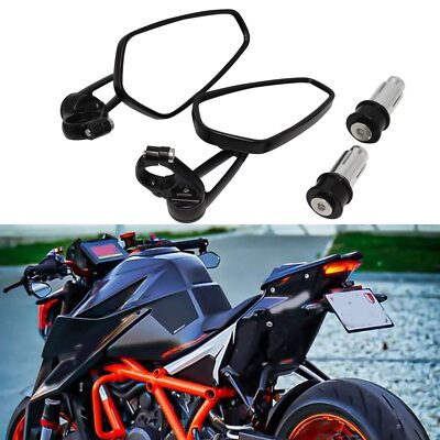 1 Paar Bar End Motorrad Spiegel Lenkerendenspiegel Alu Rückspiegel 22mm 7/8'' DHL