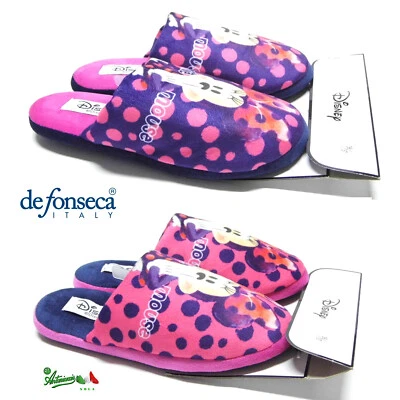 DISNEY MINNIE ciabatte pantofole DE FONSECA donna invernali tessuto ROMA I W 680