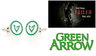 DC Comics Superhero Green Arrow Logo Cufflinks Groomsmen Wedding Gift US SELLER