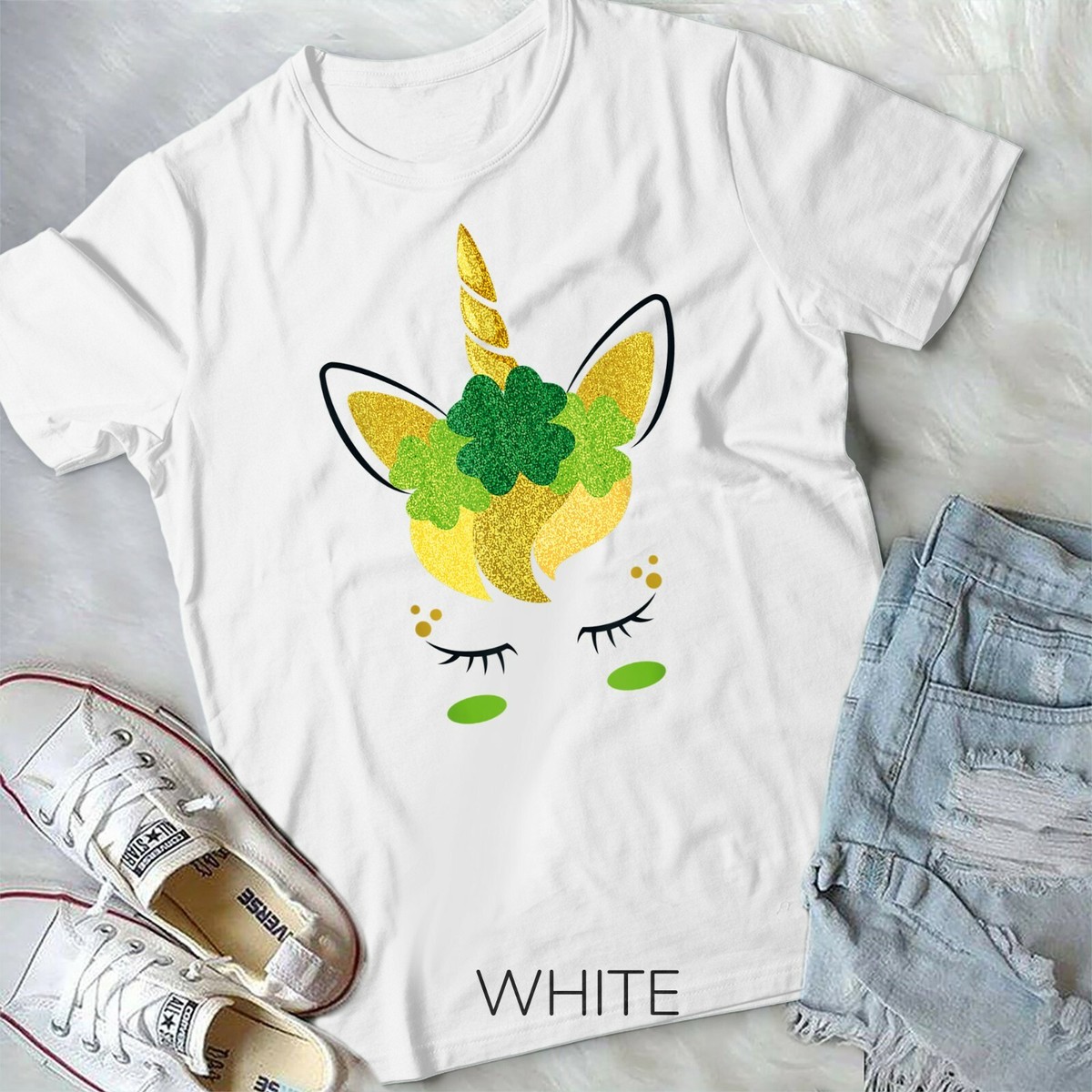 Unicorn Face St Patrick's Day Irish Girls Kids T-Shirt Unicorn Face St Patrick's Day Irish Girls Kids T-Shirt