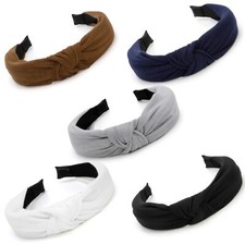5 Pack Fashion Knotted Headbands for Women Non-Slip Wide Cute Solid Colors