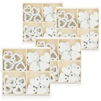 128X Herz Streudeko - Kleine Herzen Aus Holz In Vier Designs - Holz-Herzen