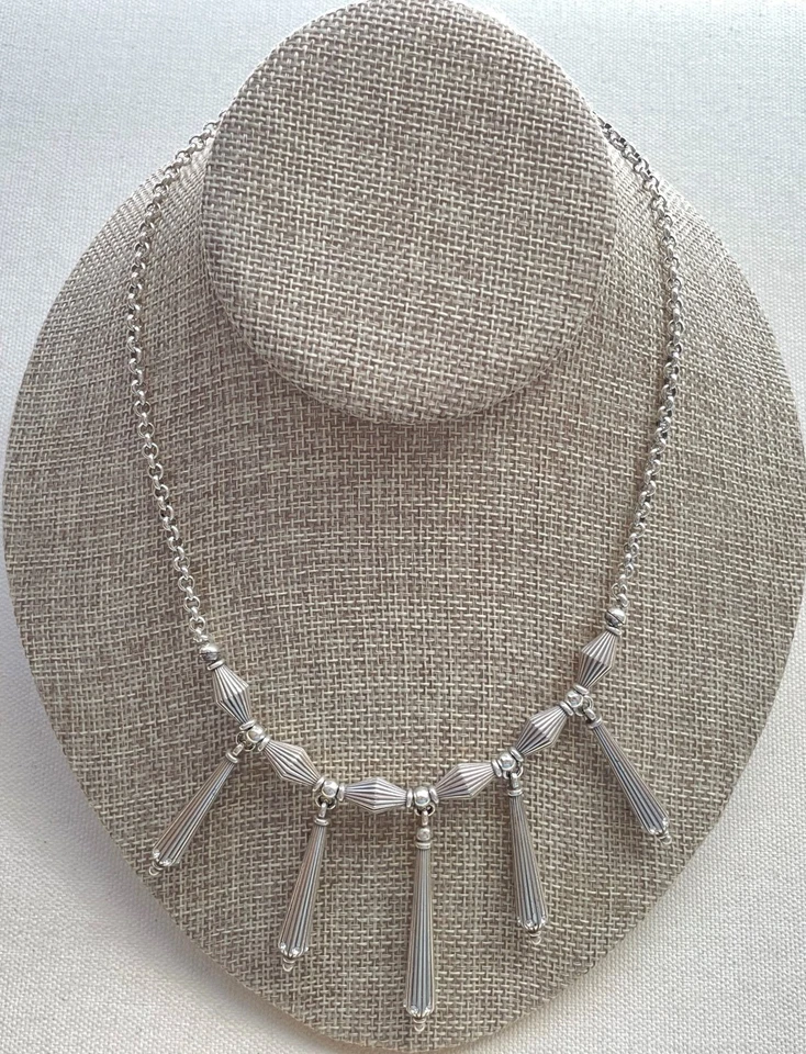 Colar de franjas Brighton Bonjour estilo art déco borlas caneladas rolo corrente 16-18" - Imagem 4 de 4