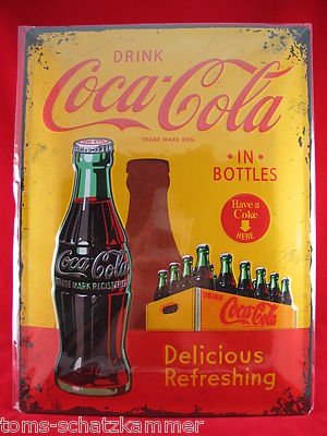 Blechschild "Trink Schartner Bombe" 30x20 Cm – Vintage Werbung, Mit Kordel, Matt Lackiert, UV-beständig, Zur Wandmontage