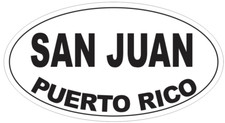 San Juan Puerto Rico Oval Bumper Sticker or Helmet Sticker D4153