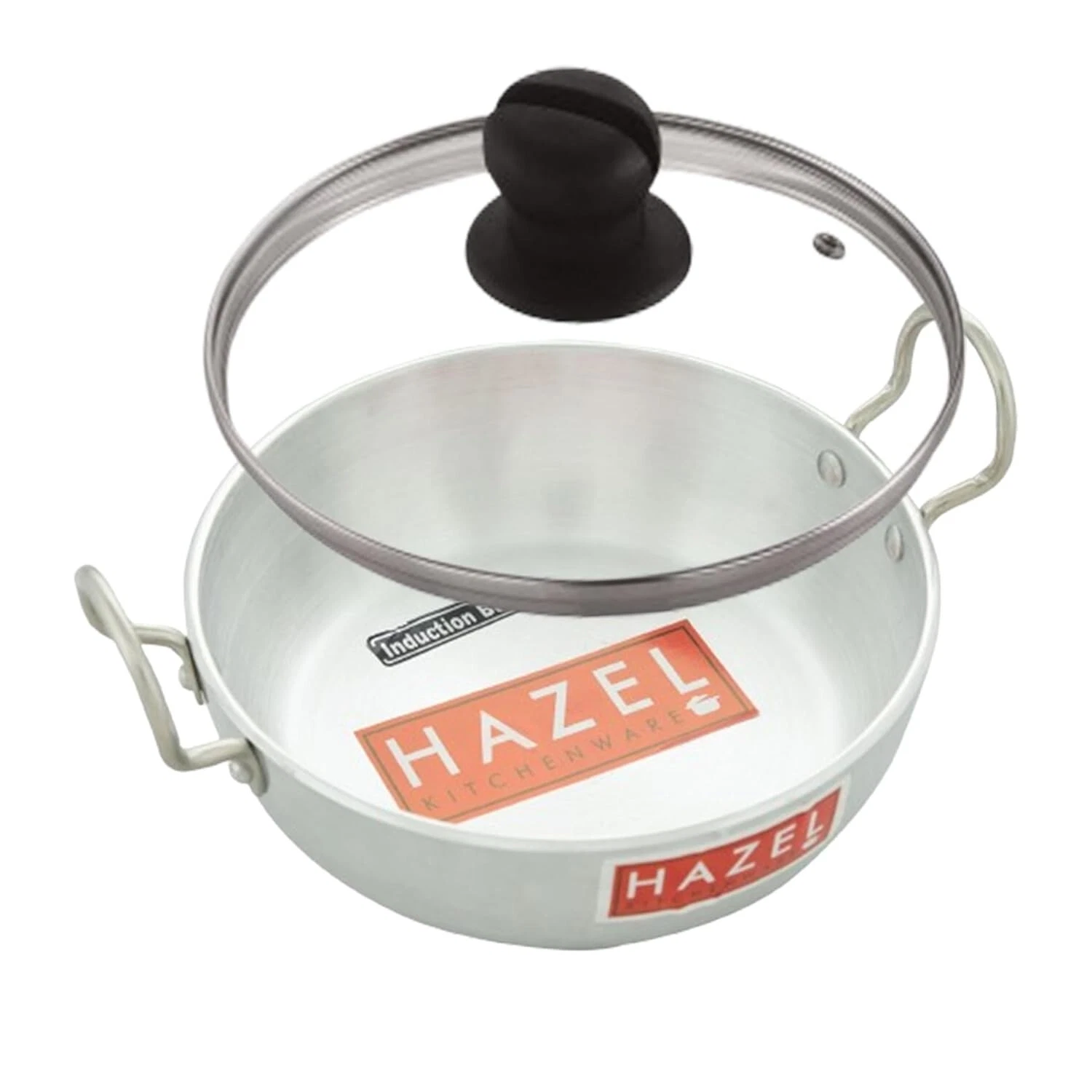 Aluminium Induction Kadai Wok Frying Pan Handi With Lid 3600ml