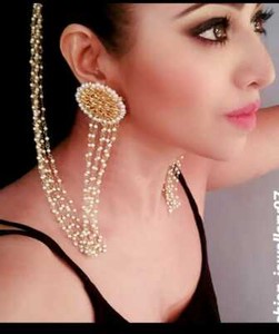 Indian Bollywood Gold Plated Pearl Kundan Tops Long Chain Earrings Jewelry Ebay