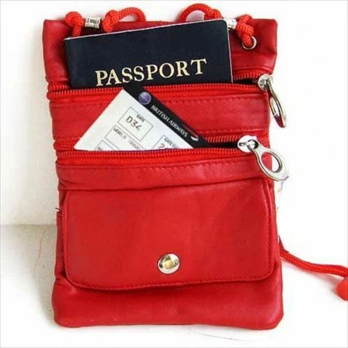 Funda De Cuero Rojo Para Pasaporte Con Cuerda De Viaje - Imagen 2 de 4