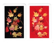 Swap Cards/Playing Cards Art Deco - KEM Pair/2 cards NOT DECKS Maple Leaves