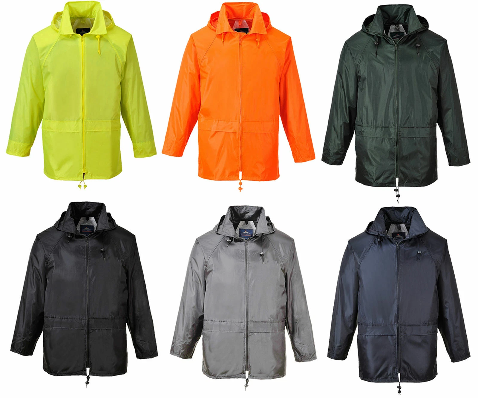 Portwest Adults Classic hooded Rain Jacket Waterproof Showerproof S440