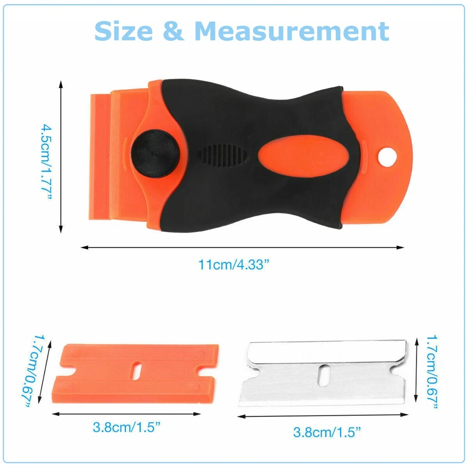 50 Pcs Plastic Razor Blades + 1 Razor Scraper Double Edged Sticker Removal Tool - Image 2 of 4
