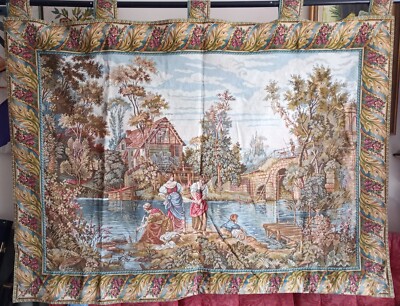Vintage italienischer Wandteppich groß Wandbehang Kunst 129 x 174 cm Innendeko
