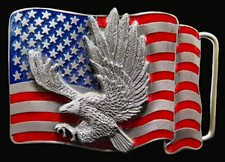 United States Flag American Bald Eagle Patriotic Vintage Belt Buckle