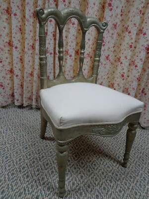 Unique Antique Vintage Silver Metal Wrapped Wood Decorative Chair India 