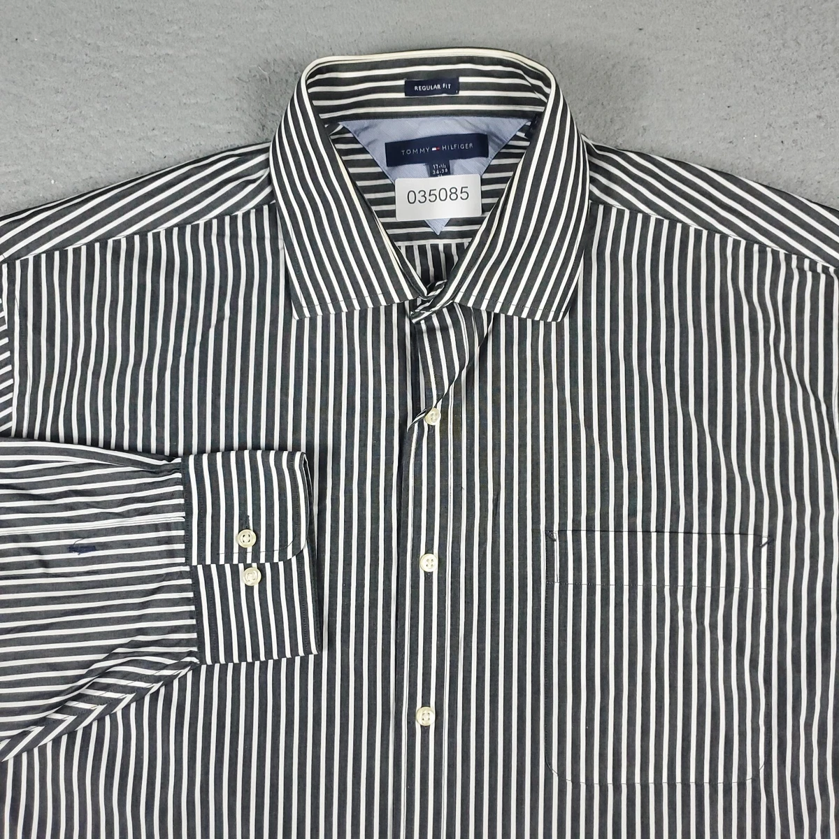 Tommy Hilfiger Shirt Mens XL Black White Striped Casual Button Up