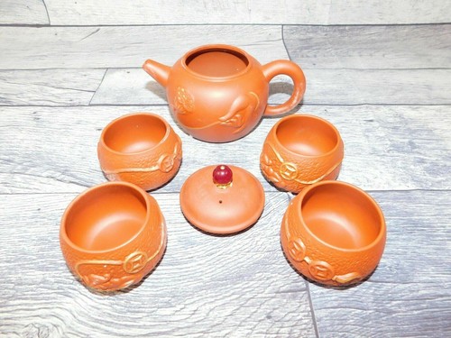 Clay Tea Set Teapot with 4 cups - Picture 3 of 12