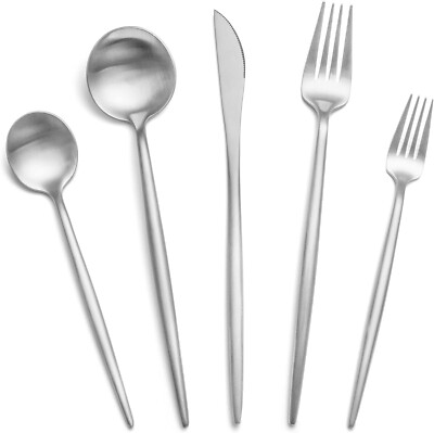 40 Pcs Silverware Set for 8 Premium Stainless Steel Cutlery Set Matte Finis