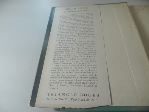 E1-9 Hardcover book DEATH KNELL BAYNARD KENDRICK 1947 MYSTERY - Picture 5 of 15