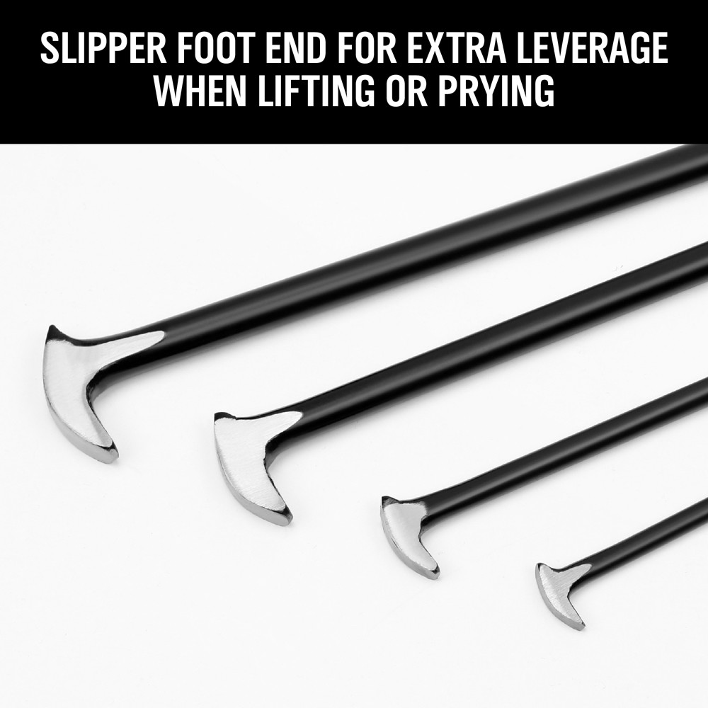 Pry Bar 4Pc Set Heavy Duty Solid Steel Rolled Heel Prying Pinch Lever