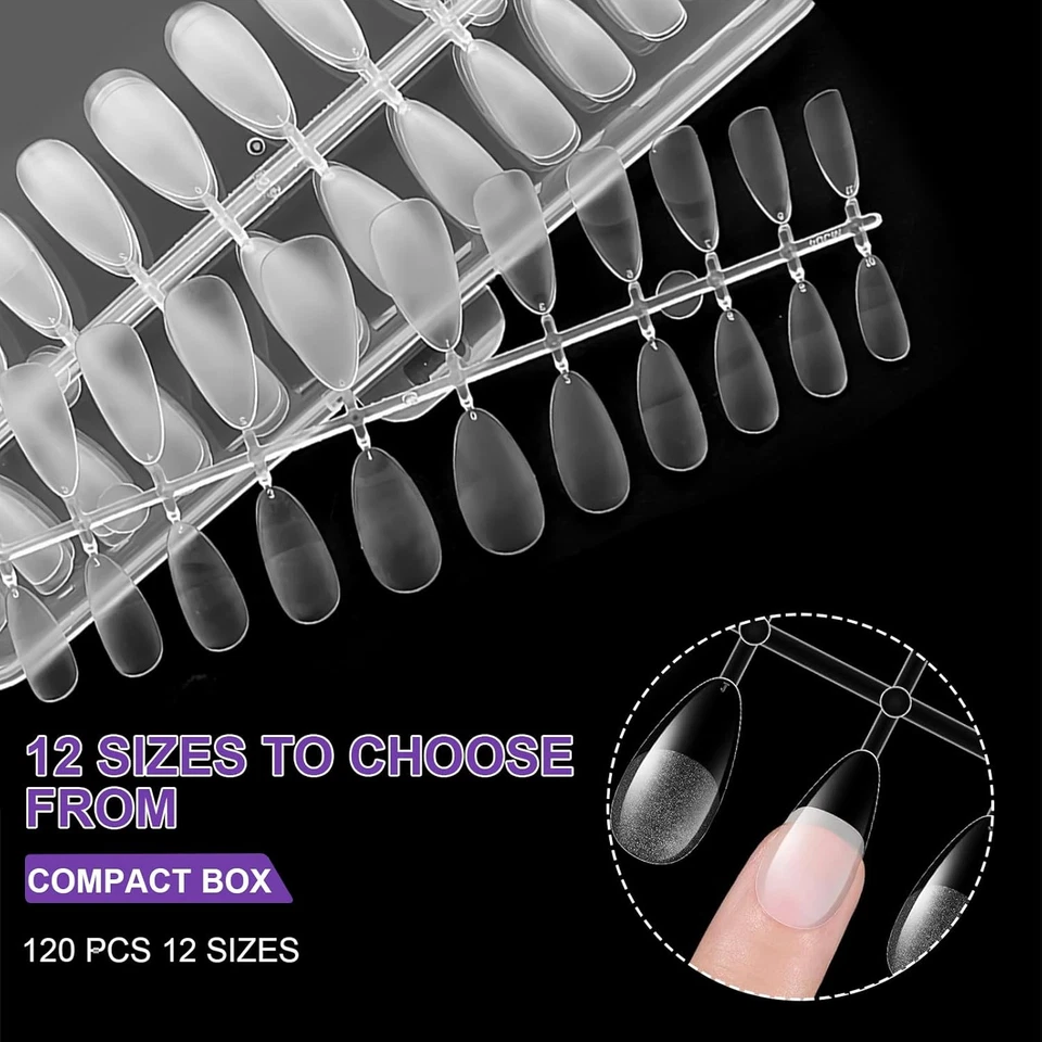 Gel Tips Unghie Finte Mandorla, Copertura Completa False Unghie Finte Kit, Coffi - Immagine 3 di 4