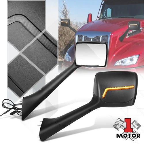 Check Mark Sequential  Style LED Turn Signal Mirror for 22-25 Peterbilt 579