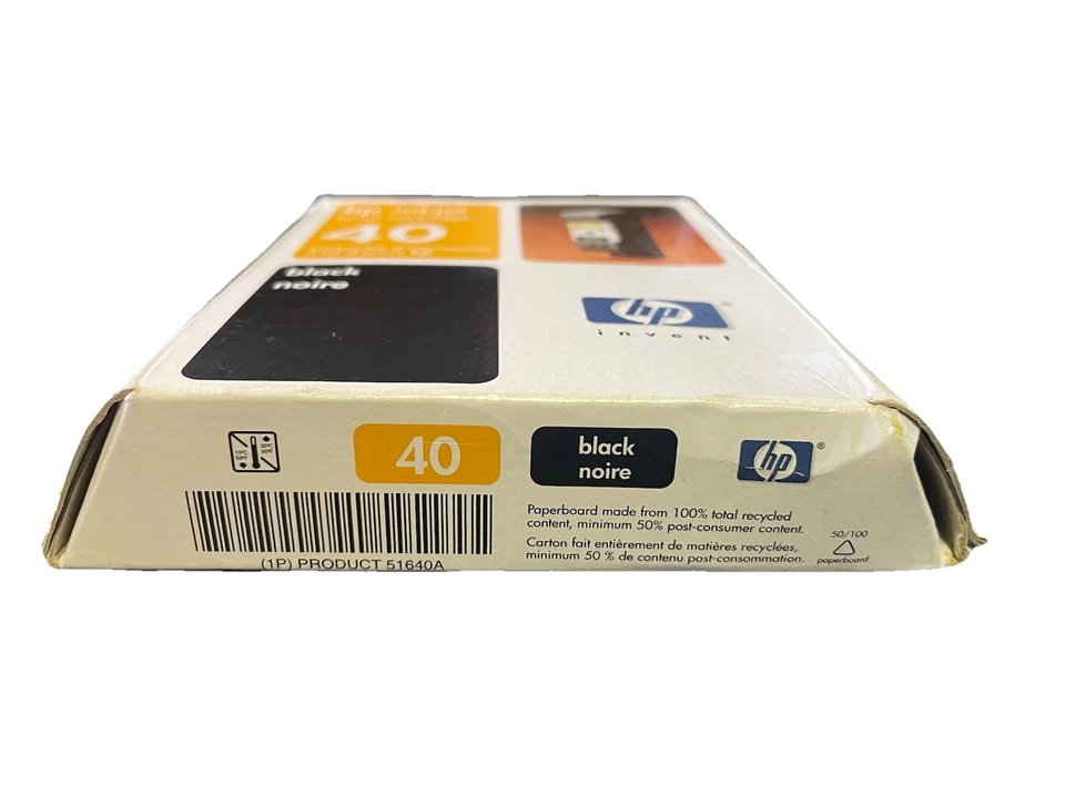 New Factory Sealed Genuine HP 40 Ink Black 51640A for DesignJet Expired 4/2002 - Image 4 of 4