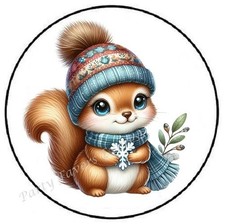 ADORABLE WINTER SQUIRREL ENVELOPE SEALS LABELS STICKERS PARTY FAVORS