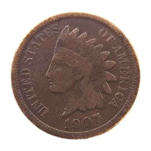 1907 Indian Head Cent • AG–G Grade • Early U.S. 1C Copper Coin