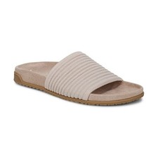 Vionic Evie Knit Slide Sandal Cream Women  s Orthotic Arch Support APMA