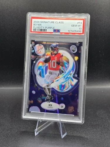2024 Bo Nix💎Topps Signature Class Purple Fluidity 079/100 PSA 10! 🔥🔥POP 6!📈