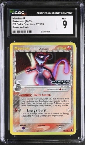 CGC 9 Mewtwo 2005 EX Delta Species 12/113 Reverse Holo STAMPED Pokemon Card
