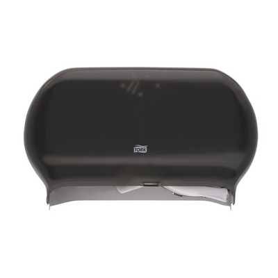 Tork Twin Jumbo Toilet Paper Roll Dispenser Smoke T22, Refill Indicator Windo...