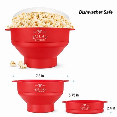 Zulay Kitchen Silicone Microwave Popcorn Popper Red Collapsible