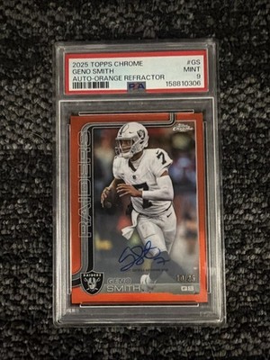 2025 Topps Chrome Geno Smith -On Card Autographed Orange Refractor /25- PSA 9