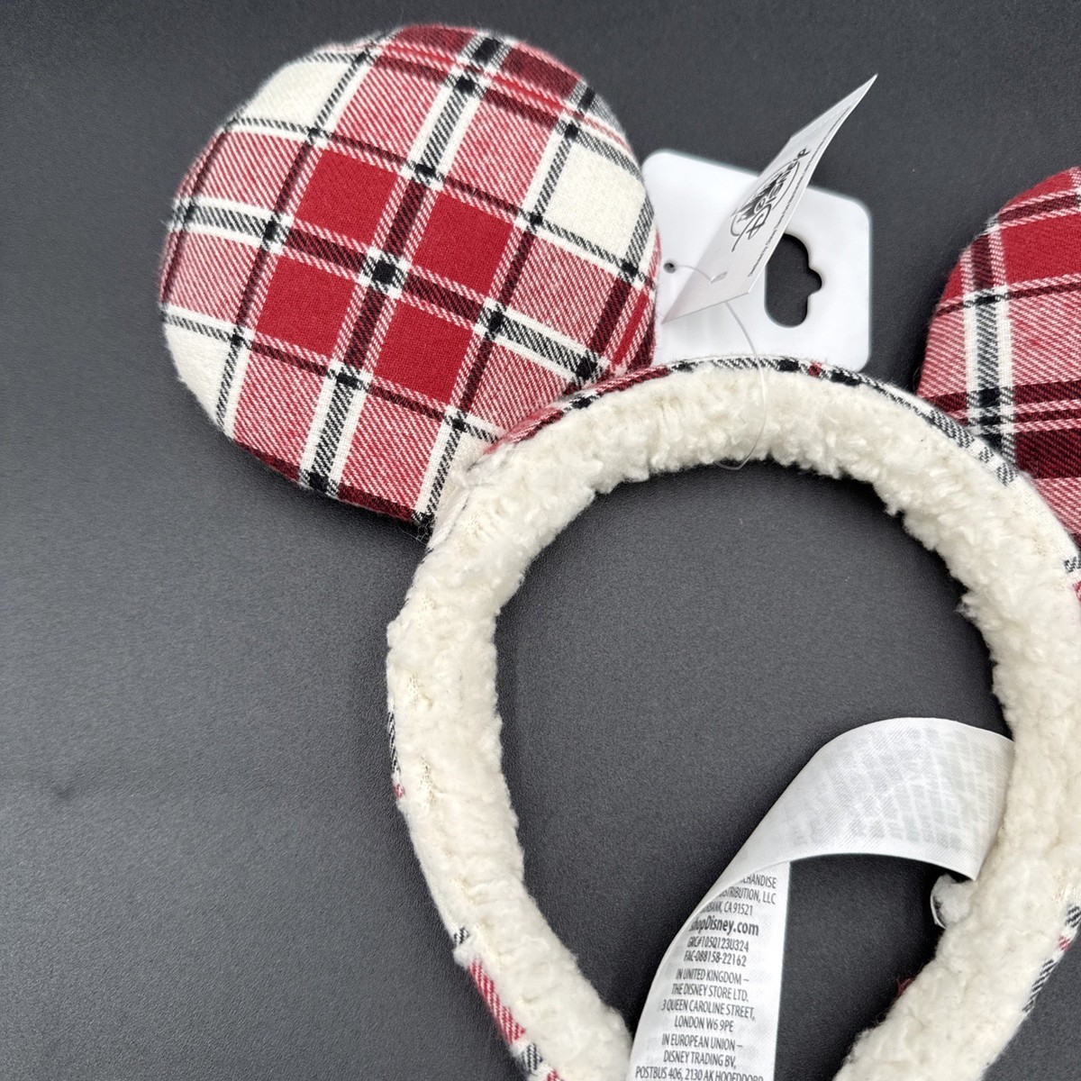 Disney Parks Mickey Minnie Mouse Plaid Christmas Joy Ears 