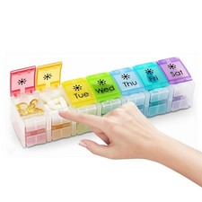 GIIYAA XL Large AM/PM Weekly Pill Organizer Arthritis Friendly, 2 Times Clear