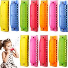 12 Pcs Kids Plastic Harmonica Bulk 10 Holes Toy Harmonica Translucent Harmoni...
