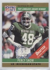 1990 Pro Set Award Winner Percy Snow (With Drafted Stripe) #21 3a3