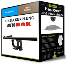 Abnehmbare Anhängerkupplung für PEUGEOT 206 Fliessheck 03- Typ 2A/C Auto Hak NEU