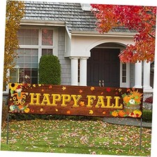 Large Happy Fall Welcome Banner Thanksgiving Autumn Banner Fall Maple Outdoor