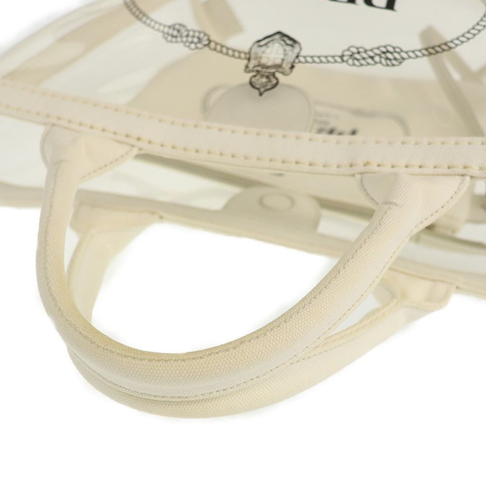 PRADA Tote Bag 1BG187 Canapa White Vinyl Canvas Used AB 281934 from japan thumbnail 4