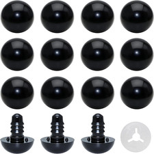 50Pcs 20mm Black Solid Plastic Safety Eyes Craft Eyes with Washers for Doll, ...