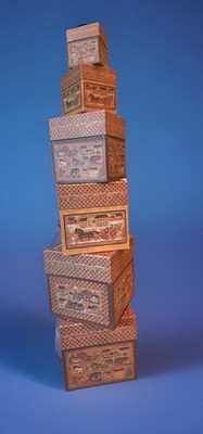Set of 6 Bobs Boxes Christmas Decor Design Stackable Nesting Boxes-missing One