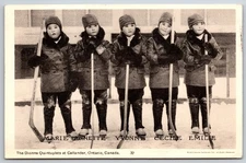Dionne Quintuplets Quints Hockey Gear Callander Ontario Canada WB Postcard L21