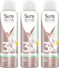 Sure Anti-Perspirant Spray Sweat - Fresia and waterlily Scent (Pack of 6)