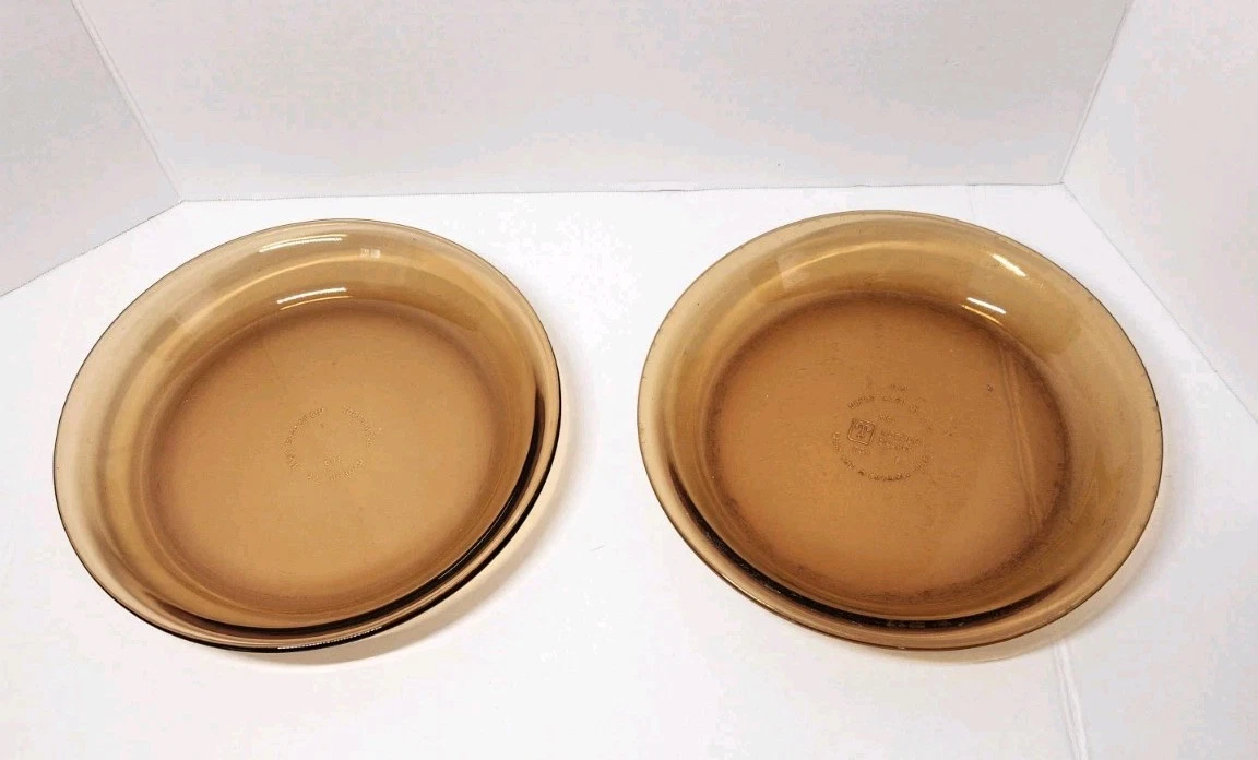 Lot Of 2 Anchor Hocking 462 Pyrex 209 Amber Pie Plate Vintage Corningware 9in