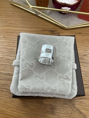 Original Gucci Ring Sterlingsilber G Cutout mit Etui